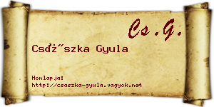 Császka Gyula névjegykártya